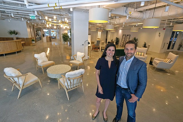 Tishman Speyer’s Thais Galli and Paul DeMartini at the company’s new coworking space in Beverly Hills. Photo by Ringo Chiu.